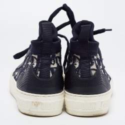 Pre Owned Dior Navy Blue Oblique Knit Fabric and Leather Walk'n'Dior Sneakers Size 36