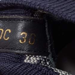 Pre Owned Dior Navy Blue Oblique Knit Fabric and Leather Walk'n'Dior Sneakers Size 36