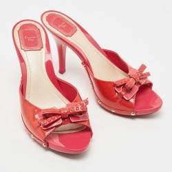 Dior Pink Patent Leather Slide Sandals Size 42