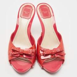 Dior Pink Patent Leather Slide Sandals Size 42