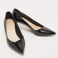 Pre Owned Dior Black Patent Pointed Toe Pumps Size 38.5