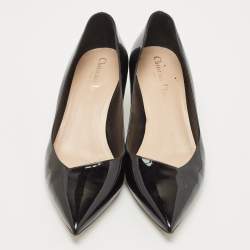 Pre Owned Dior Black Patent Pointed Toe Pumps Size 38.5