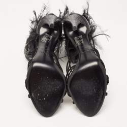 Dior Black Croc Embossed and Suede Ankle Strap Sandals Size 40