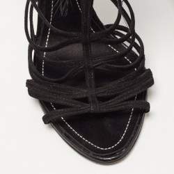 Dior Black Croc Embossed and Suede Ankle Strap Sandals Size 40