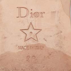 Dior Metal Grey Canvas Dway Flat Slide Sandals Size 36