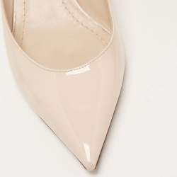 Pre Owned Dior Beige Patent Leather Ankle Strap Pumps Size 37