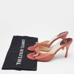 Dior Brown Python Slide Keys Embellished Sandals Size 37.5