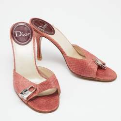 Dior Brown Python Slide Keys Embellished Sandals Size 37.5