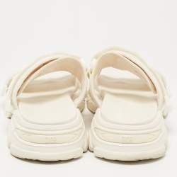 Dior White Fabric and Nylon D-Wander Slides Size 39