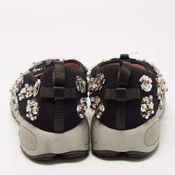 Dior Black Crystal Embellished Mesh Fusion Sneakers Size 38.5