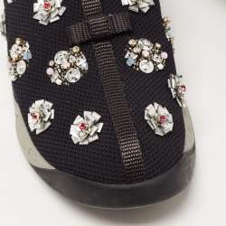 Dior Black Crystal Embellished Mesh Fusion Sneakers Size 38.5