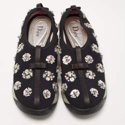 Dior Black Crystal Embellished Mesh Fusion Sneakers Size 38.5