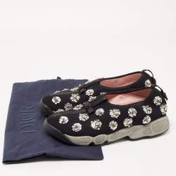 Dior Black Crystal Embellished Mesh Fusion Sneakers Size 38.5