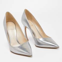 Pre Owned Dior Silver Leather Songe Pumps Size 37