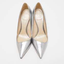 Pre Owned Dior Silver Leather Songe Pumps Size 37