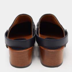 Dior Beige/Blue Oblique Canvas Diorquake Slingback Clogs Size 39