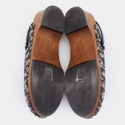 Dior Beige/Blue Oblique Canvas Diorquake Slingback Clogs Size 39