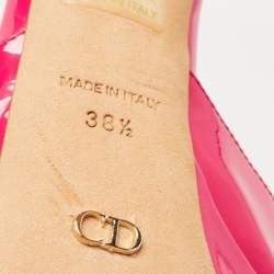 Dior Pink Patent Leather Cannage Heel Platform Sandals Size 38.5