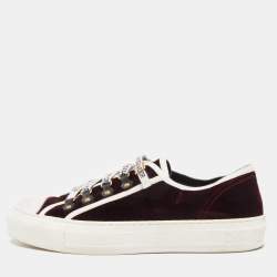 Pre Owned Dior Burgundy Velvet Walk'n'Dior Lace Up Sneakers Size 40