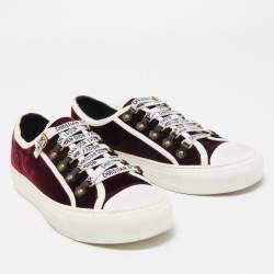 Pre Owned Dior Burgundy Velvet Walk'n'Dior Lace Up Sneakers Size 40