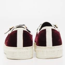 Pre Owned Dior Burgundy Velvet Walk'n'Dior Lace Up Sneakers Size 40