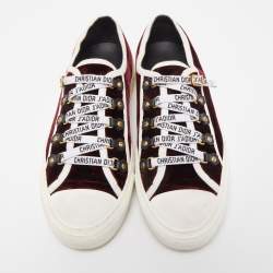 Pre Owned Dior Burgundy Velvet Walk'n'Dior Lace Up Sneakers Size 40