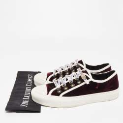 Pre Owned Dior Burgundy Velvet Walk'n'Dior Lace Up Sneakers Size 40