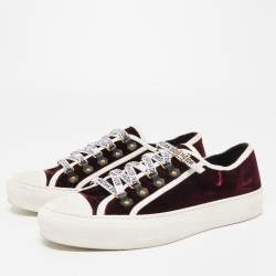 Pre Owned Dior Burgundy Velvet Walk'n'Dior Lace Up Sneakers Size 40