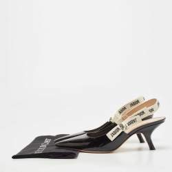 Dior Black Patent Leather Jadior Slingback Pumps Size 40
