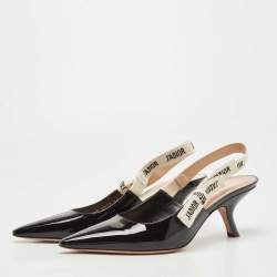 Dior Black Patent Leather Jadior Slingback Pumps Size 40
