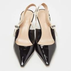 Dior Black Patent Leather Jadior Slingback Pumps Size 40