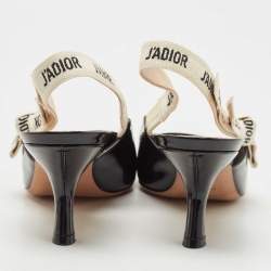 Dior Black Patent Leather Jadior Slingback Pumps Size 40