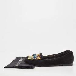 Dior Black Suede Embellished Smoking Slippers Size 37.5