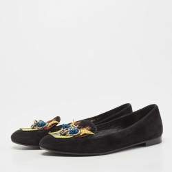 Dior Black Suede Embellished Smoking Slippers Size 37.5