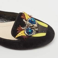 Dior Black Suede Embellished Smoking Slippers Size 37.5