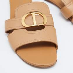 Dior Brown Leather 30 Montaigne Flat Slide Size 40