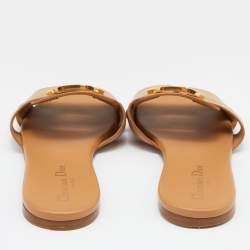 Dior Brown Leather 30 Montaigne Flat Slide Size 40