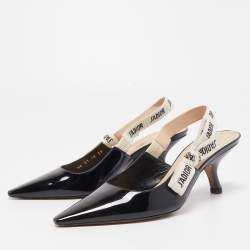 Dior Black Patent J'adior Slingback Pumps Size 39