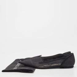 Pre Owned Dior Navy Blue Lace and Suede Pointed Toe Ballet Flats Size 39