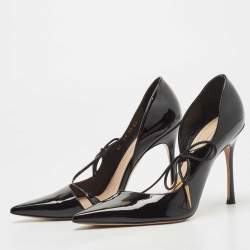 Dior Black Patent Dorsey Pointed Toe Pumps Size 37