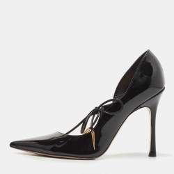 Dior Black Patent Dorsey Pointed Toe Pumps Size 37