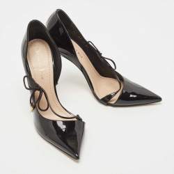 Dior Black Patent Dorsey Pointed Toe Pumps Size 37