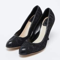 Dior Black Lasercut Leather Dior Byz Pumps Size 40  