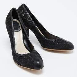 Dior Black Lasercut Leather Dior Byz Pumps Size 40  