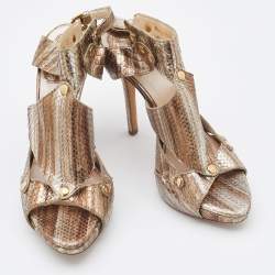 Dior Gold Watersnake Leather Lasercut  Sandals Size 37