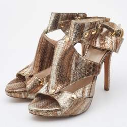 Dior Gold Watersnake Leather Lasercut  Sandals Size 37