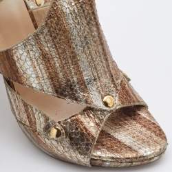 Dior Gold Watersnake Leather Lasercut  Sandals Size 37