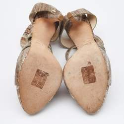 Dior Gold Watersnake Leather Lasercut  Sandals Size 37
