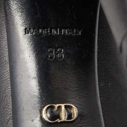 Pre Owned Dior Black Leather Cannage Plaque Peep Toe Platform Pumps Size 38