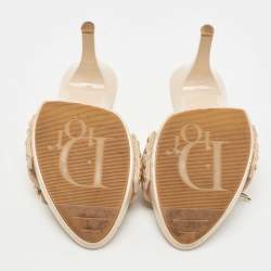 Dior Beige Leather and Canvas Slide Sandals Size 39